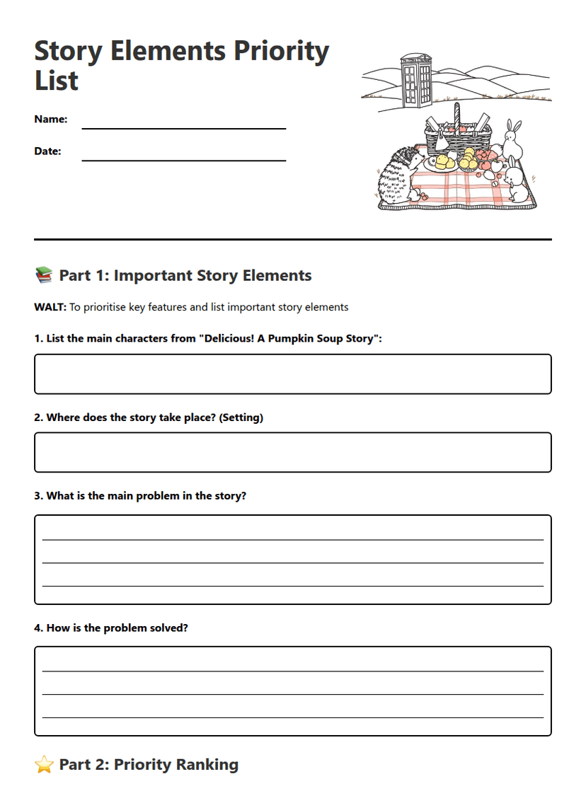 Story Elements Priority List