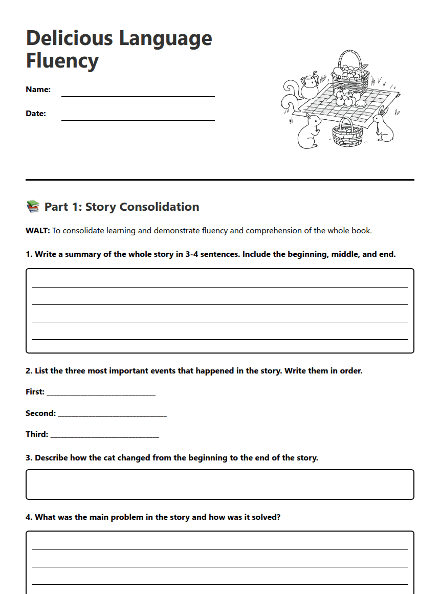 Delicious Language Fluency worksheet preview