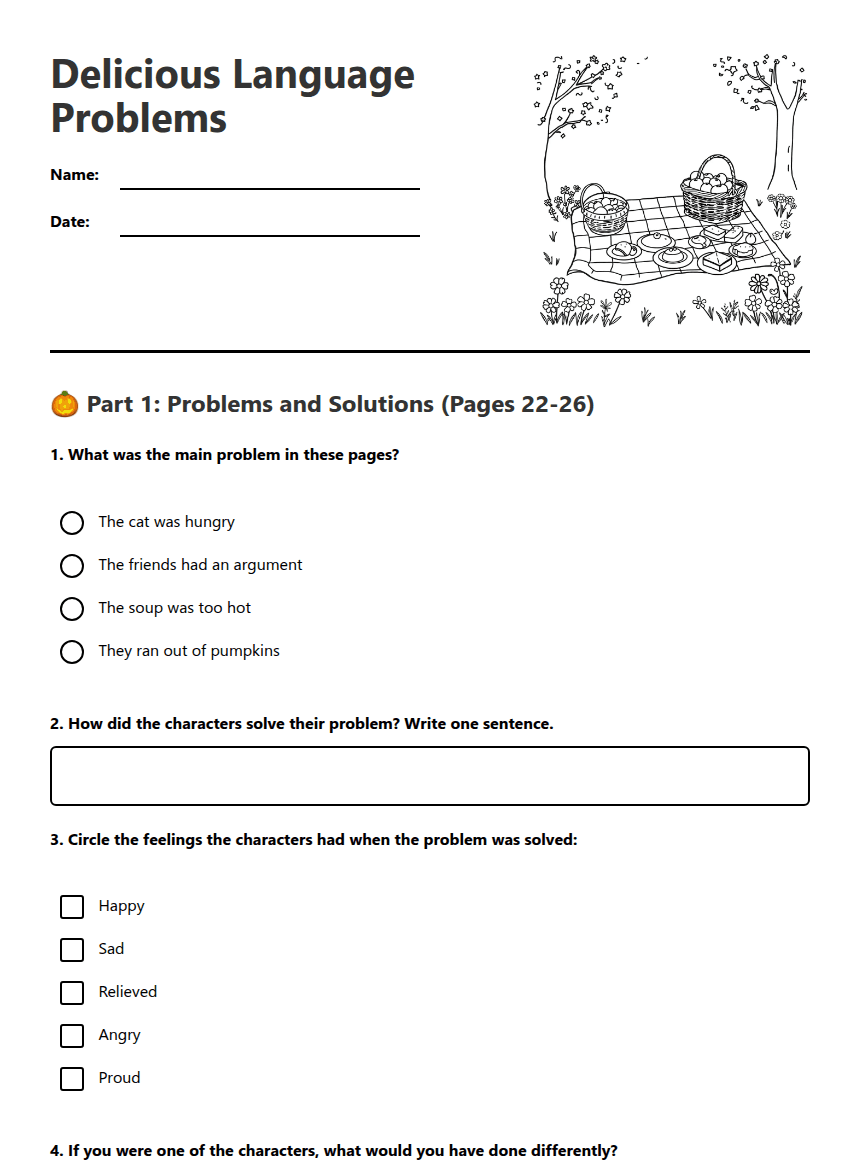 Delicious Language Problems worksheet preview