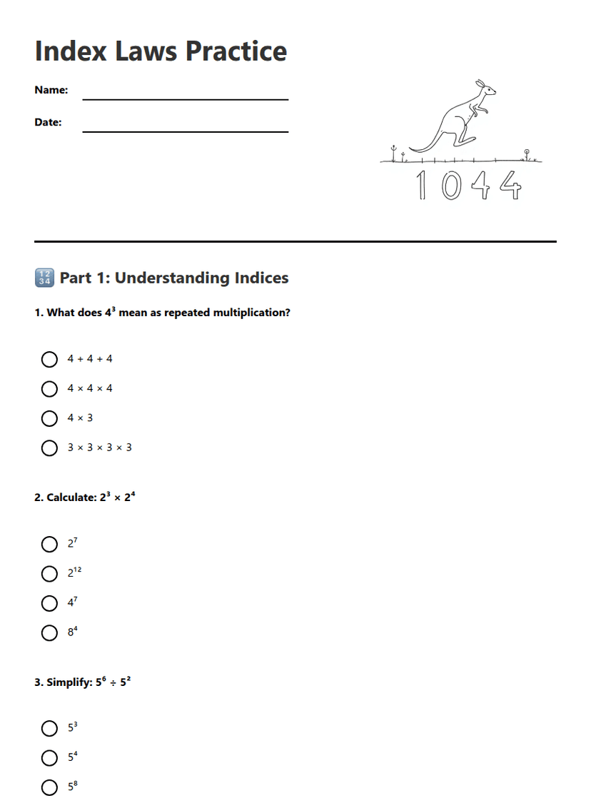 Index Laws Practice