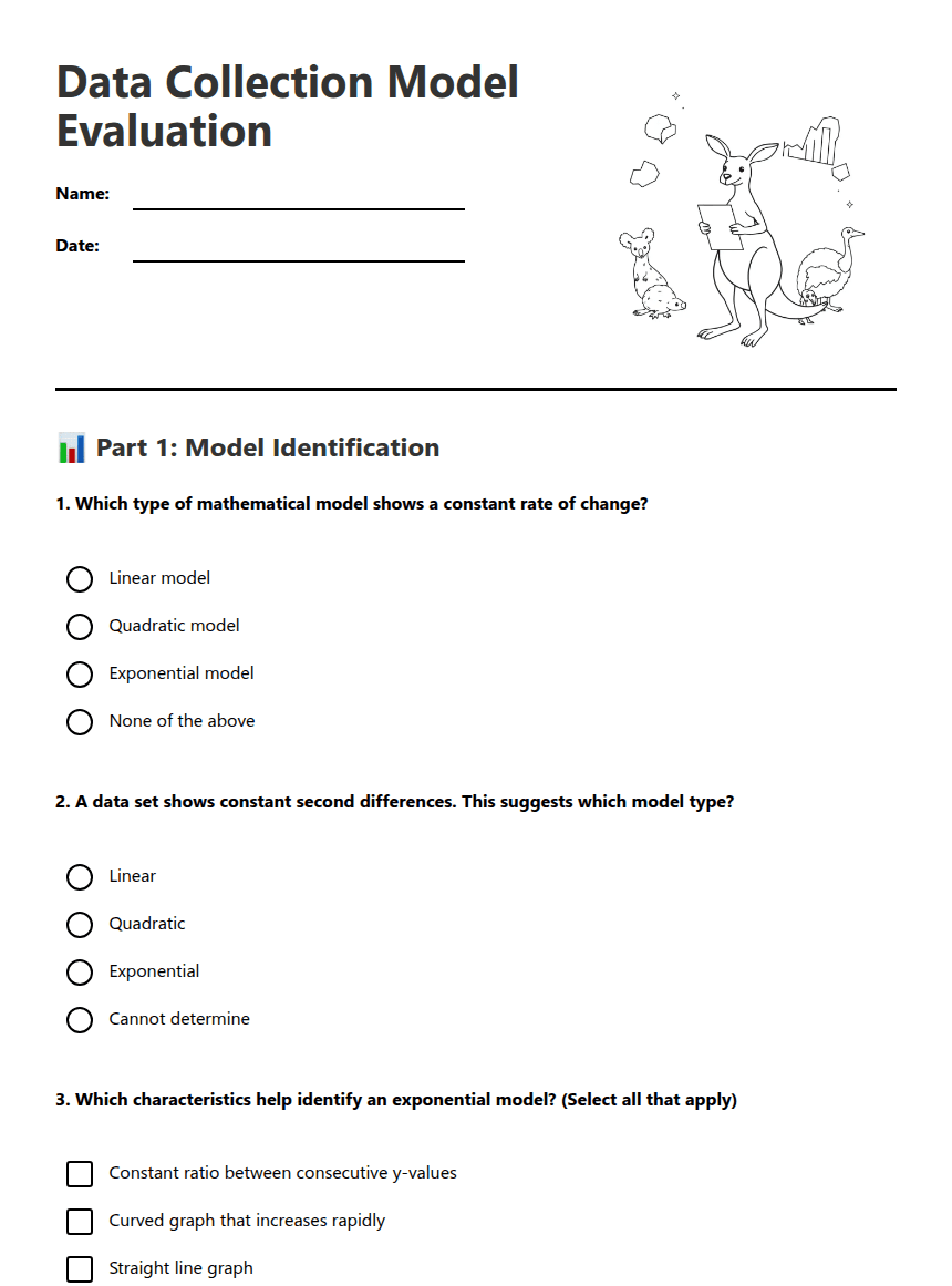 Data Collection Model Evaluation worksheet preview