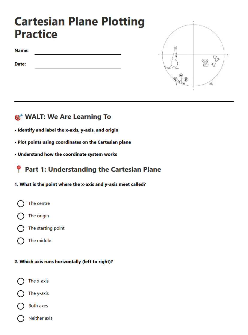 Cartesian Plane Plotting Practice