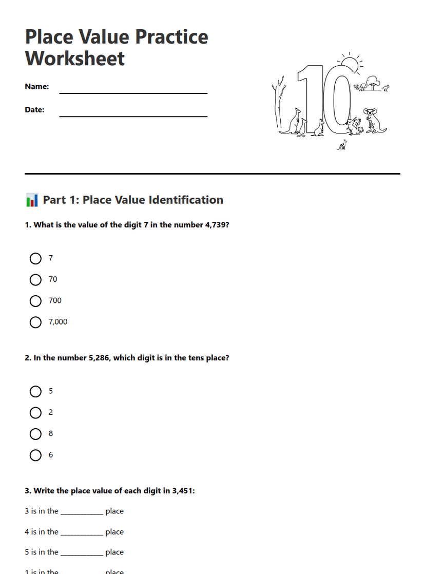 Place Value Practice Worksheet
