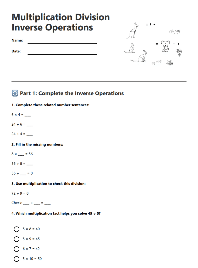 Multiplication Division Inverse Operations