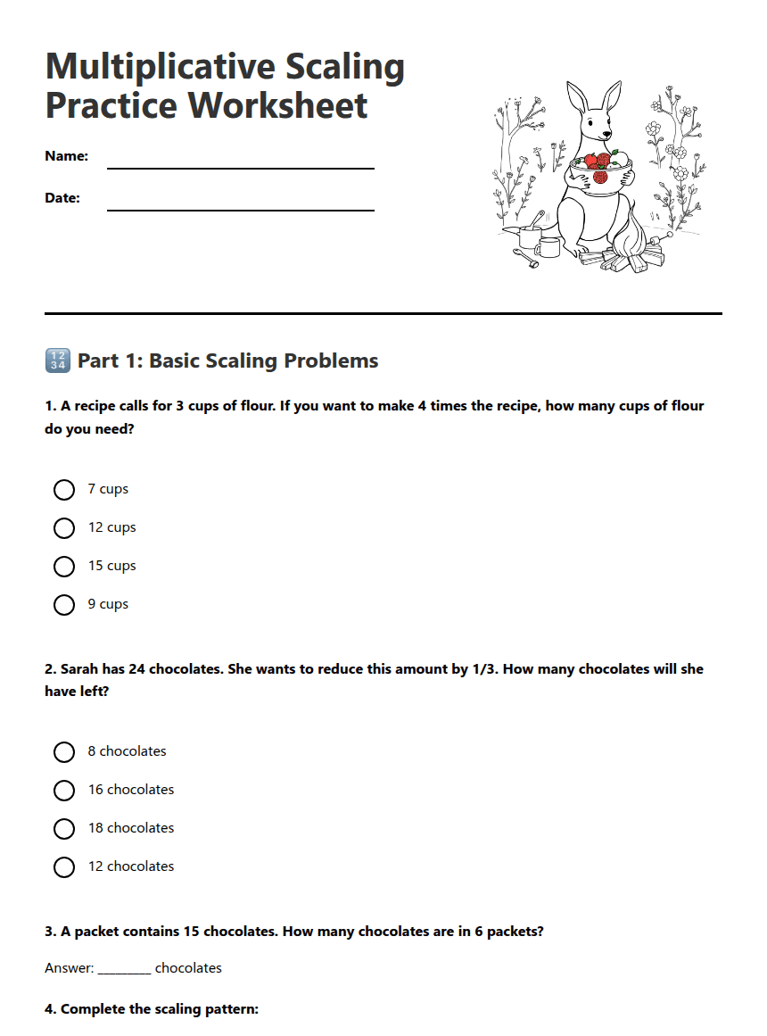Multiplicative Scaling Practice Worksheet worksheet preview
