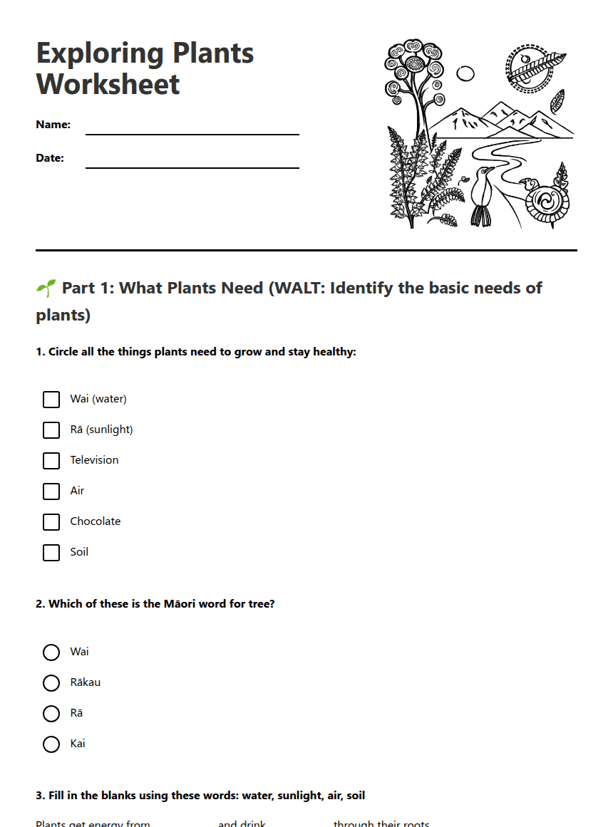 Exploring Plants Worksheet worksheet preview