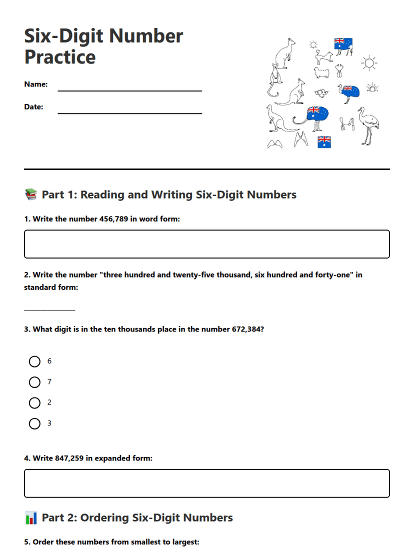 Six-Digit Number Practice