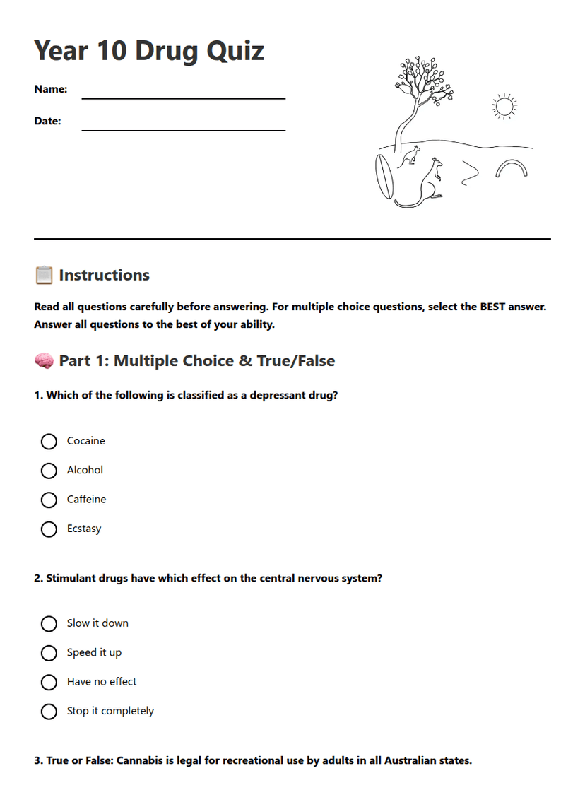Year 10 Drug Quiz