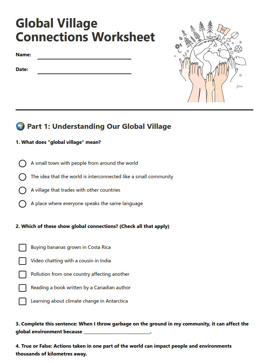 Global Village Connections Worksheet worksheet preview