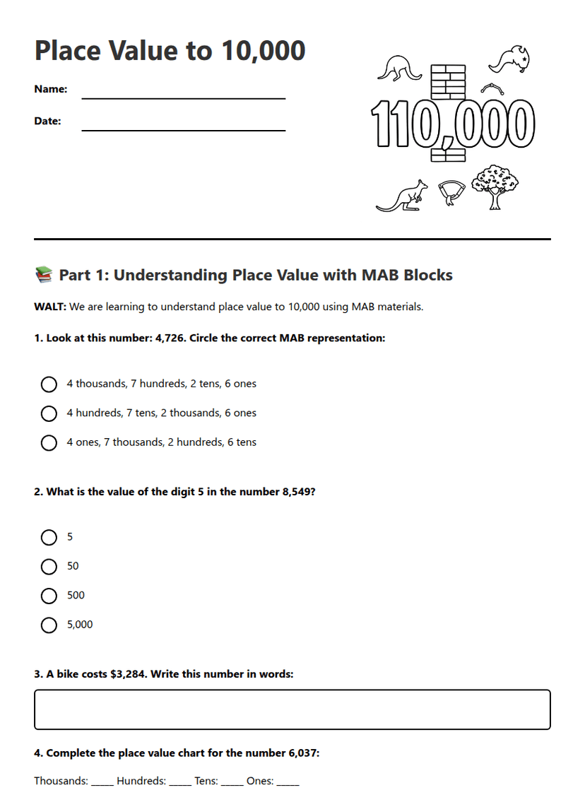 Place Value to 10,000