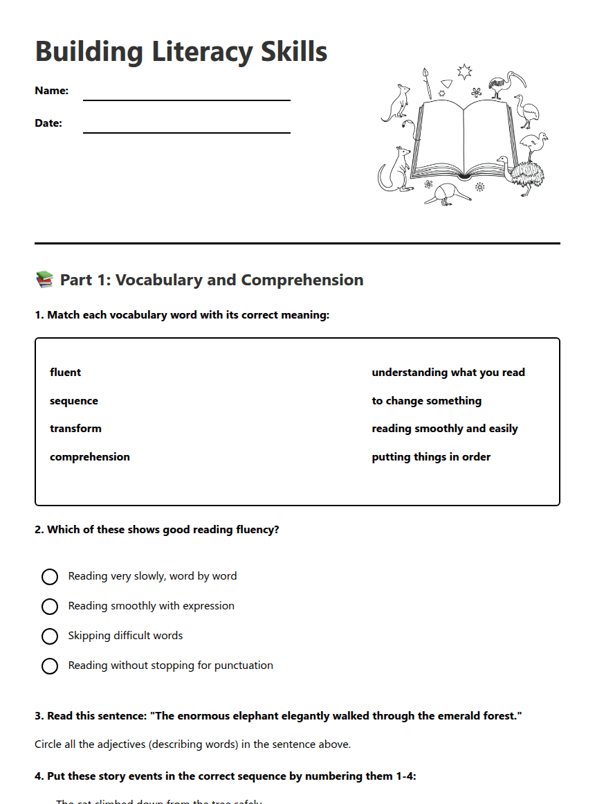 Building Literacy Skills worksheet preview
