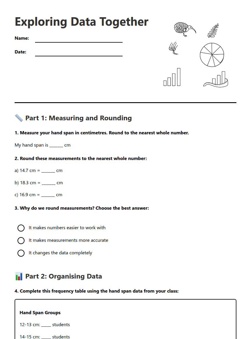 Exploring Data Together worksheet preview