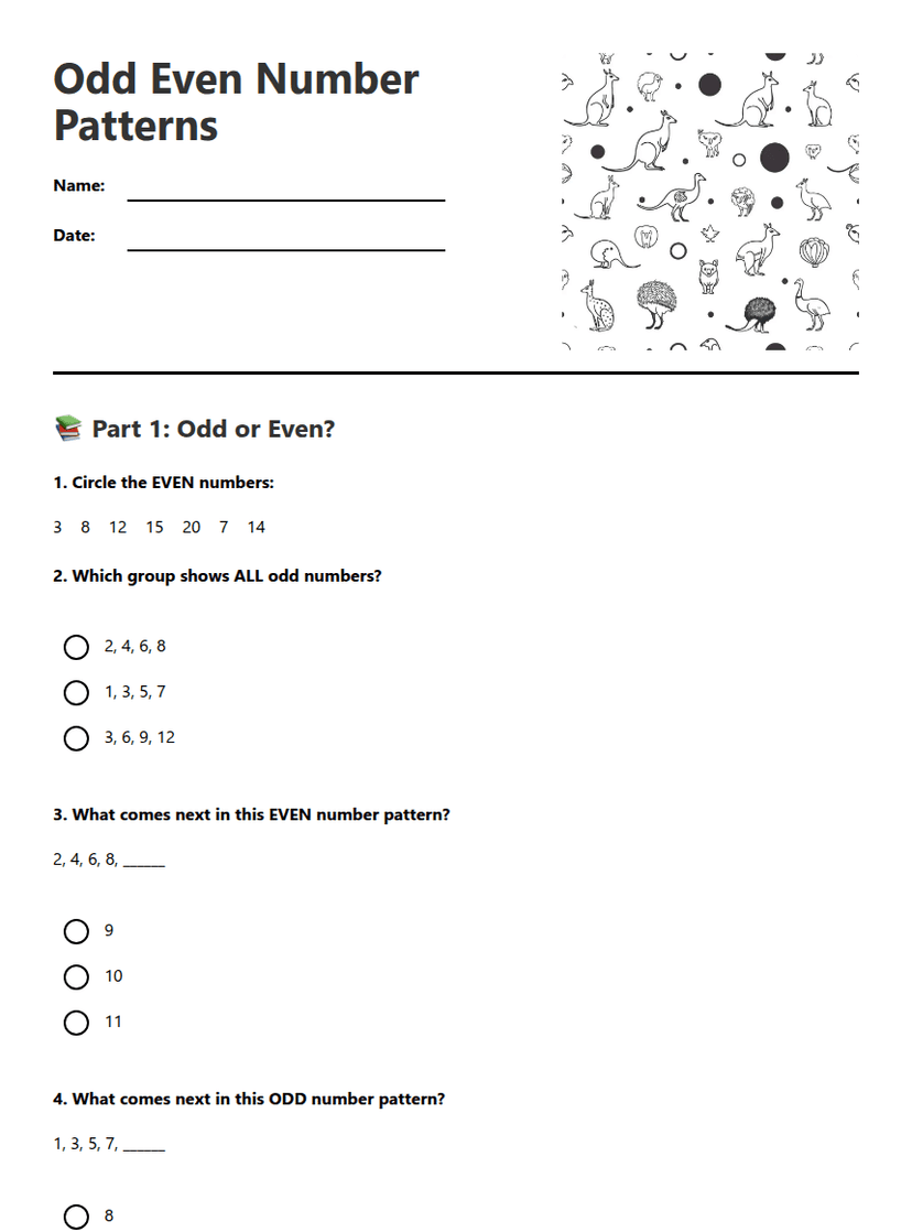 Odd Even Number Patterns