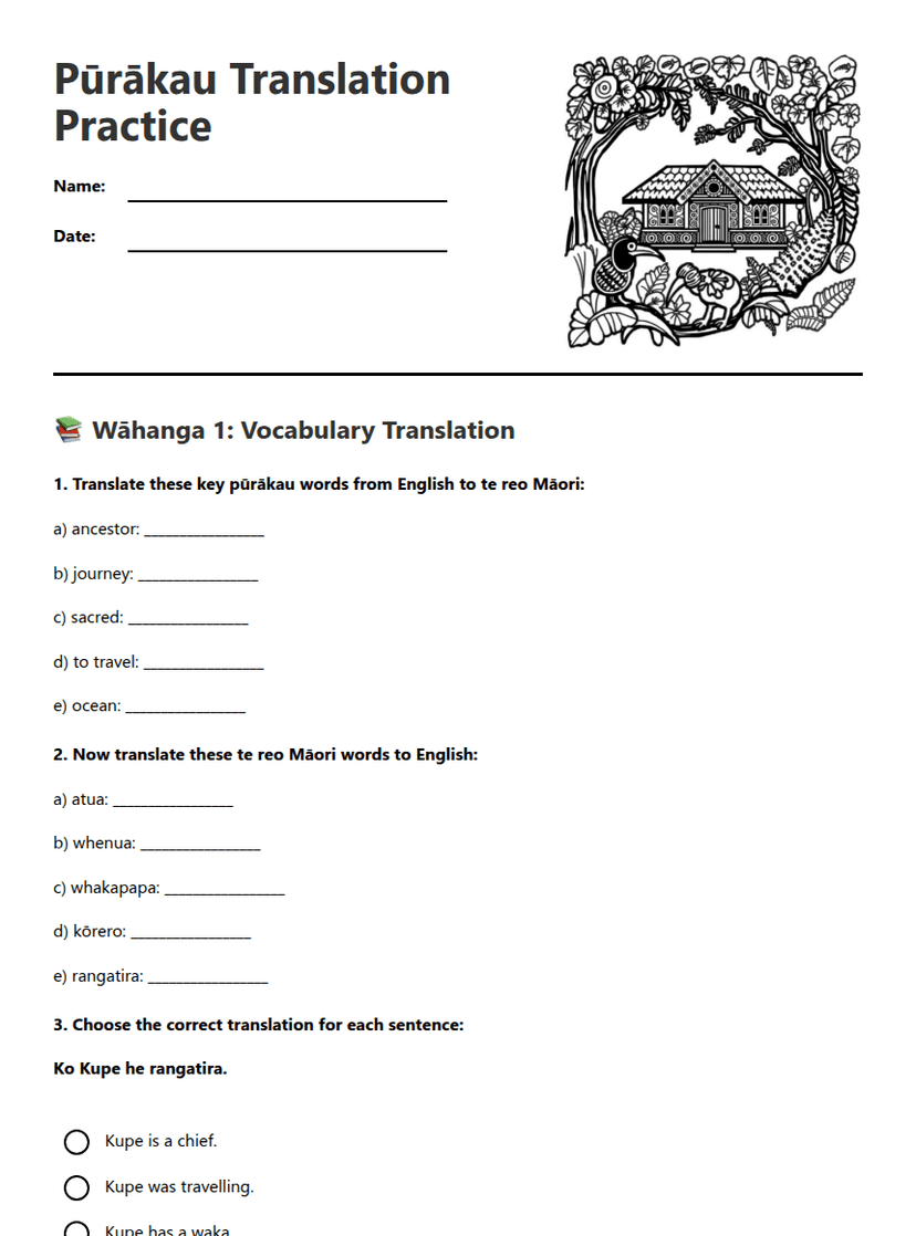 Pūrākau Translation Practice