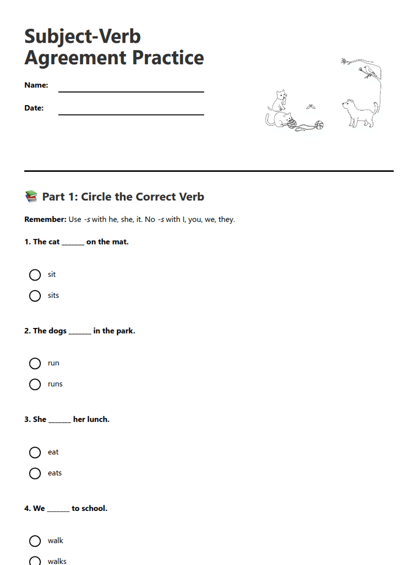 Subject-Verb Agreement Practice