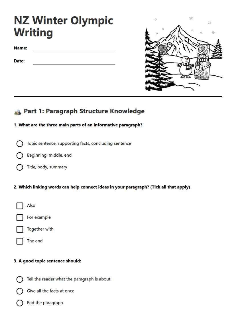 NZ Winter Olympic Writing