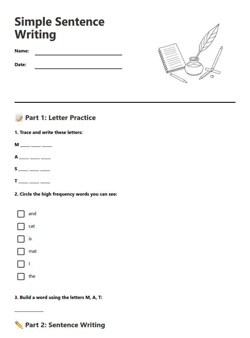 Simple Sentence Writing