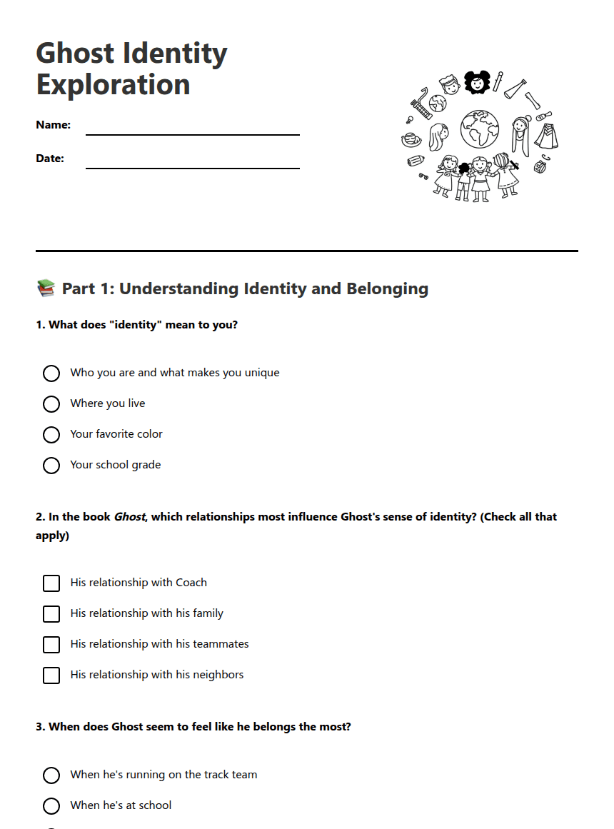 Ghost Identity Exploration worksheet preview