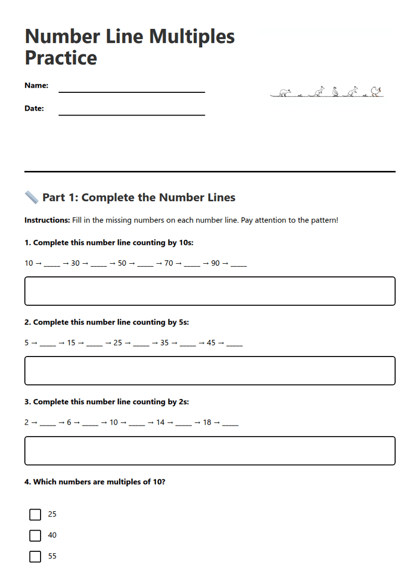 Number Line Multiples Practice