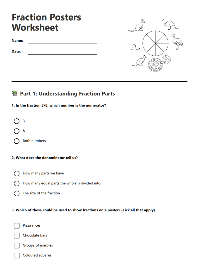 Fraction Posters Worksheet