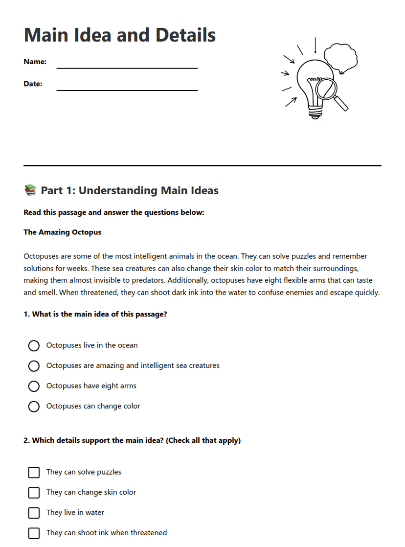 Main Idea and Details