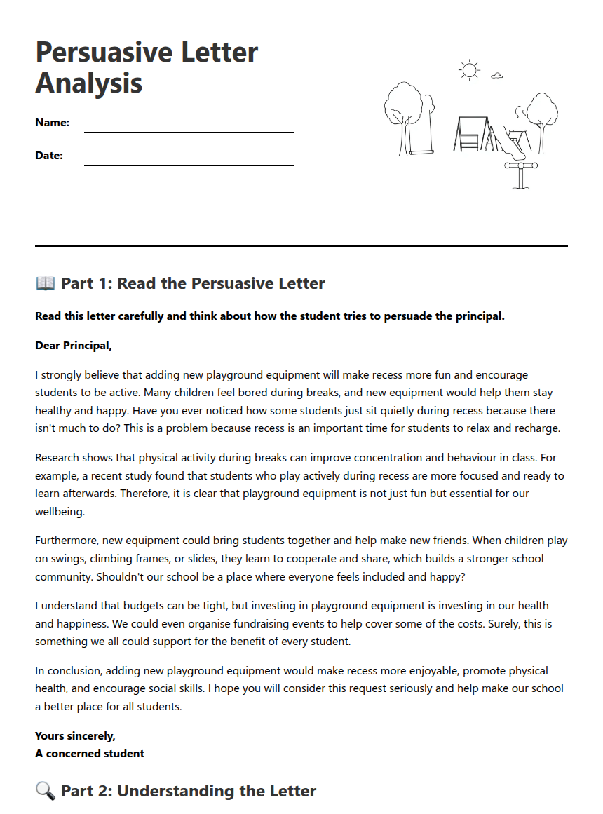 Persuasive Letter Analysis