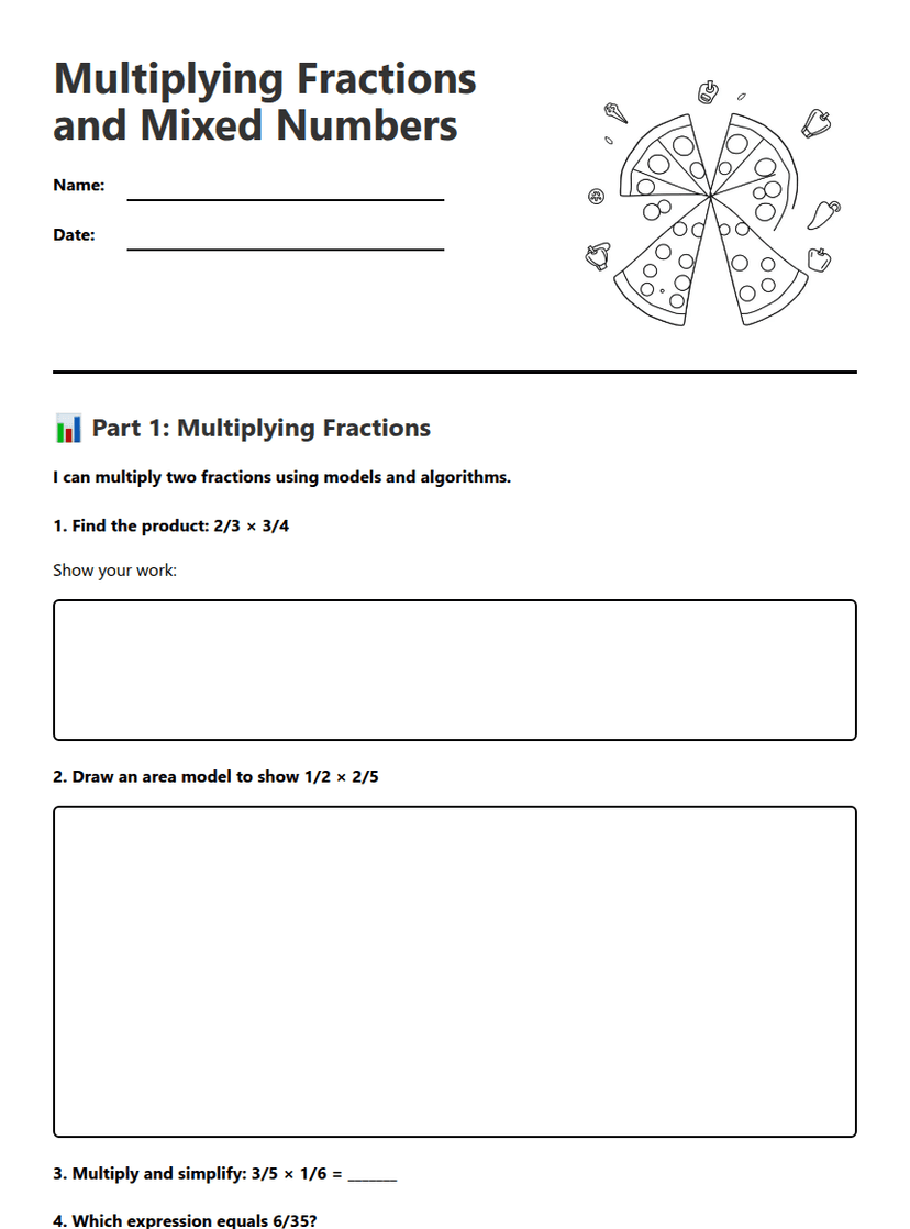 Multiplying Fractions and Mixed Numbers