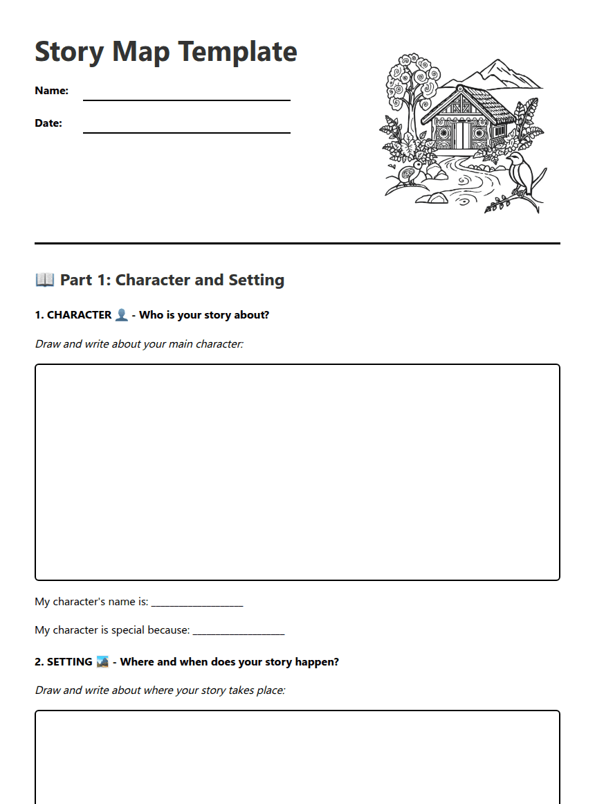 Story Map Template worksheet preview