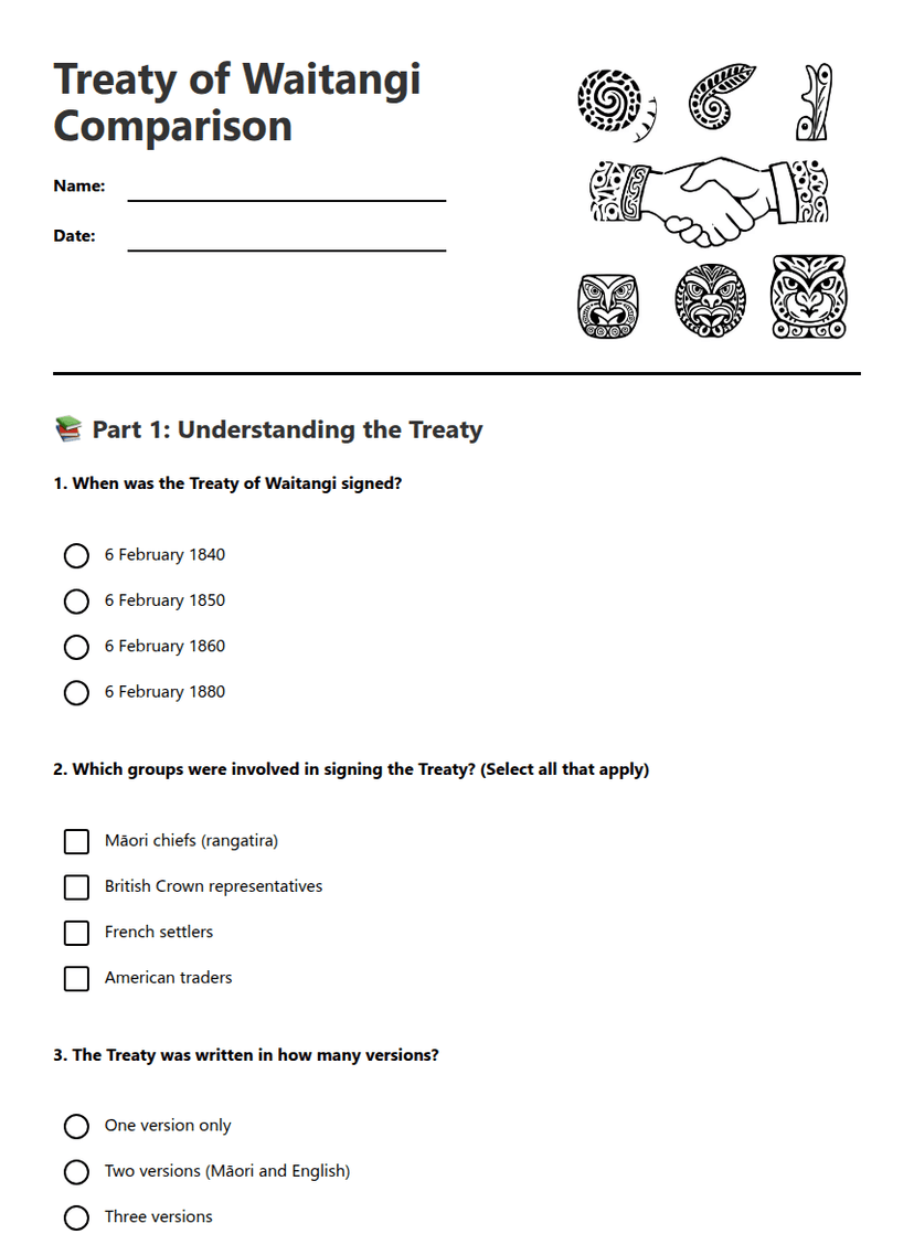 Treaty of Waitangi Comparison