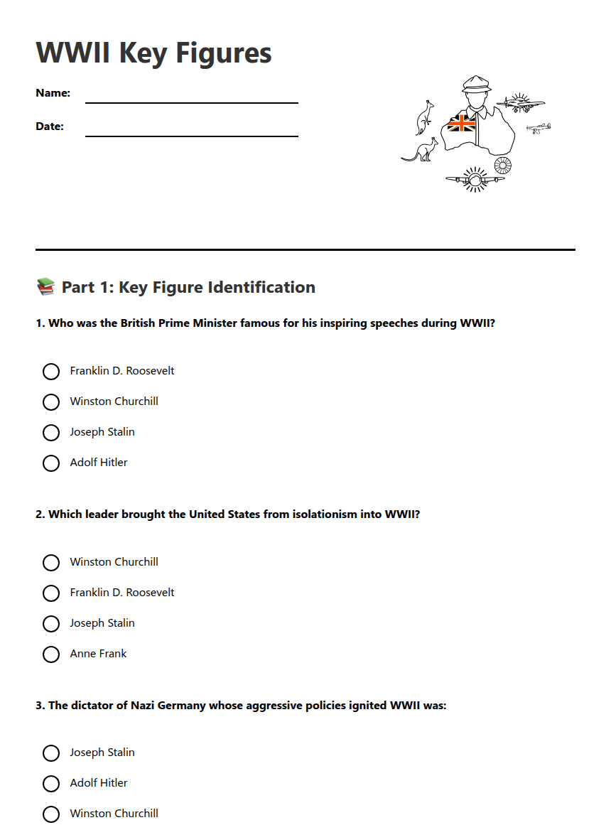 WWII Key Figures worksheet preview