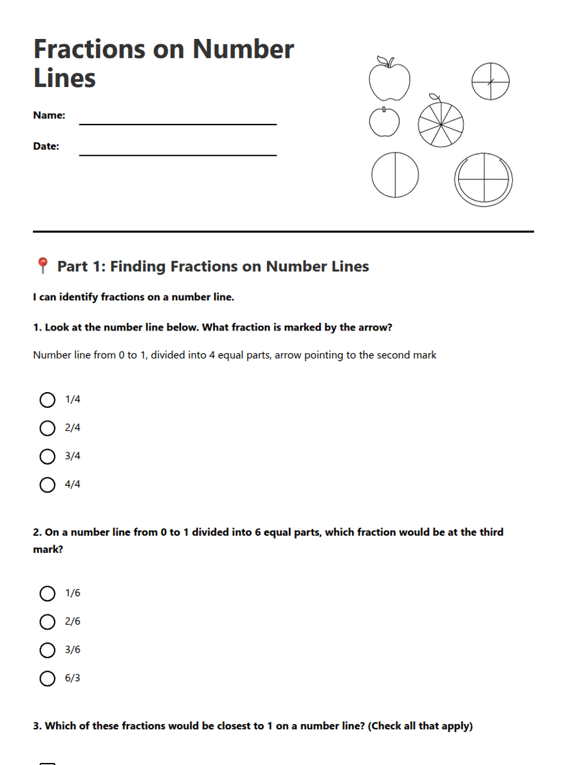 Fractions on Number Lines
