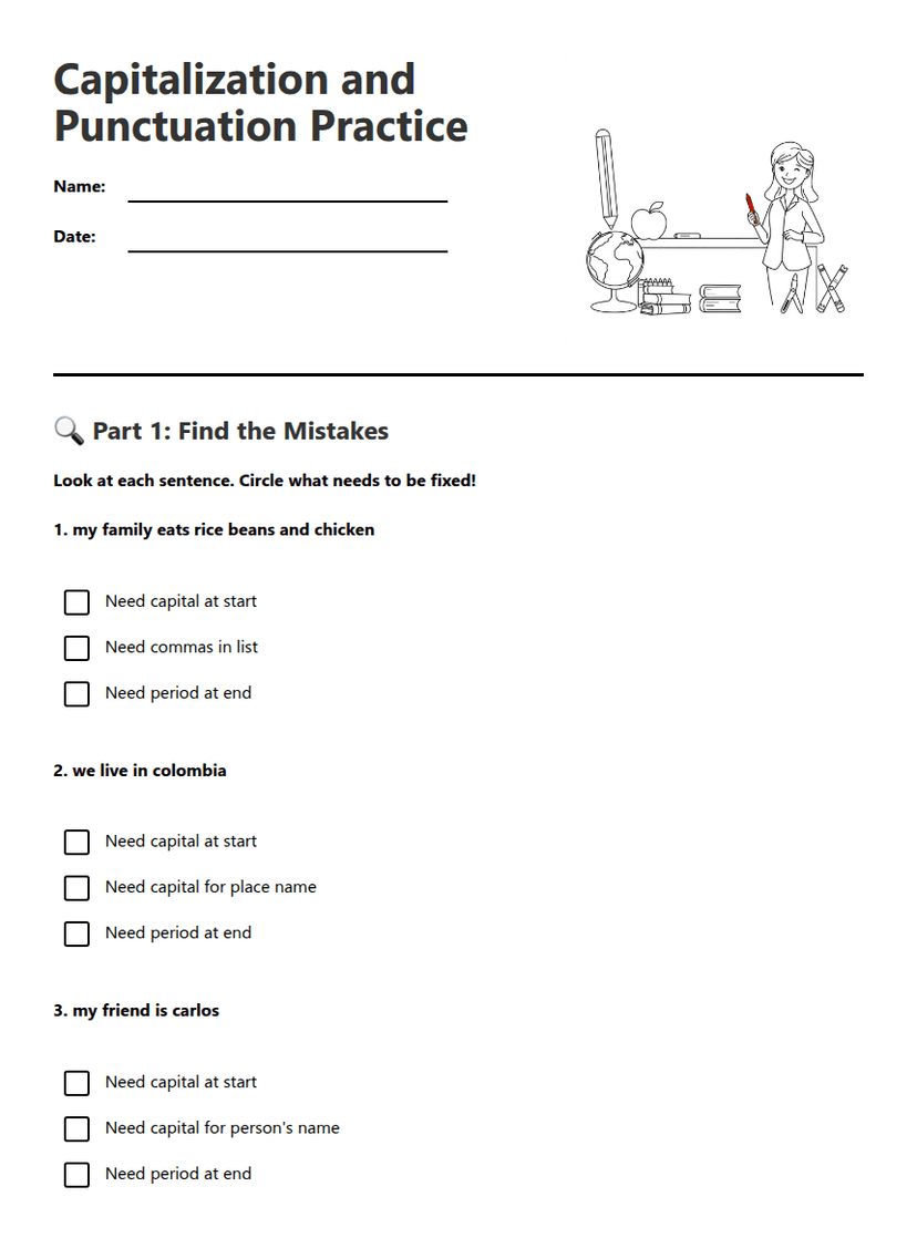 Capitalization and Punctuation Practice