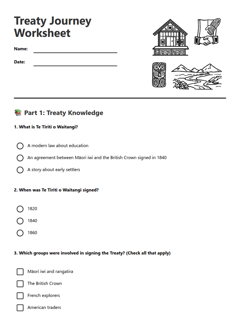 Treaty Journey Worksheet