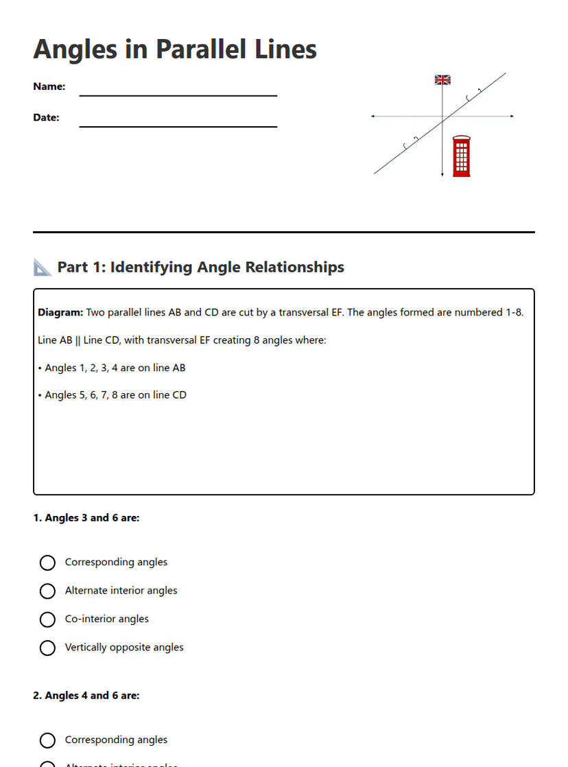 Angles in Parallel Lines