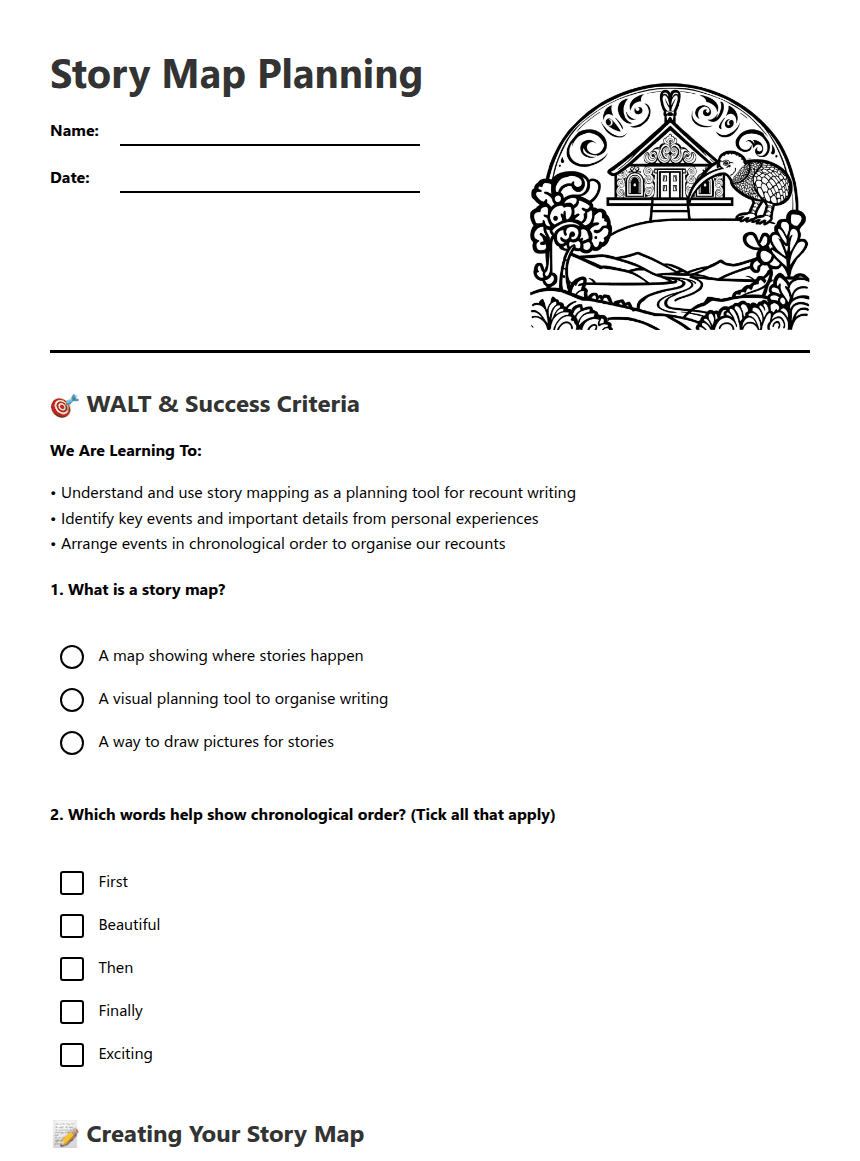 Story Map Planning worksheet preview