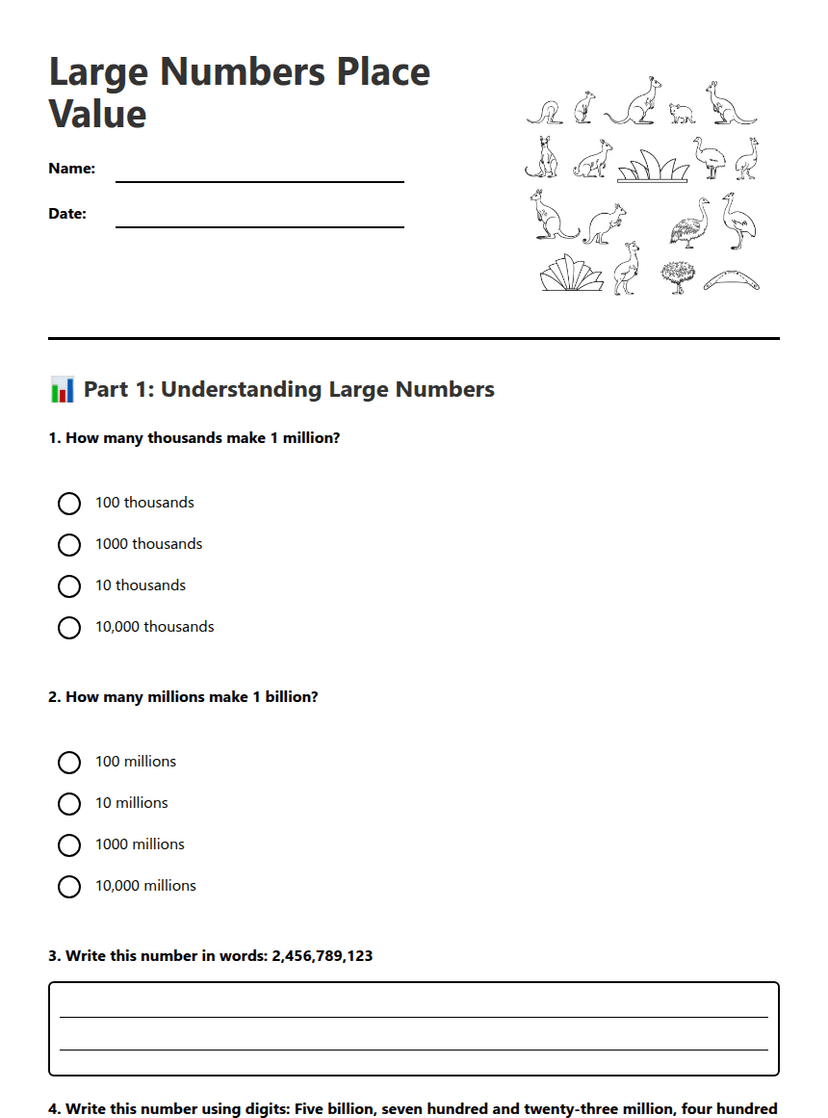 Large Numbers Place Value
