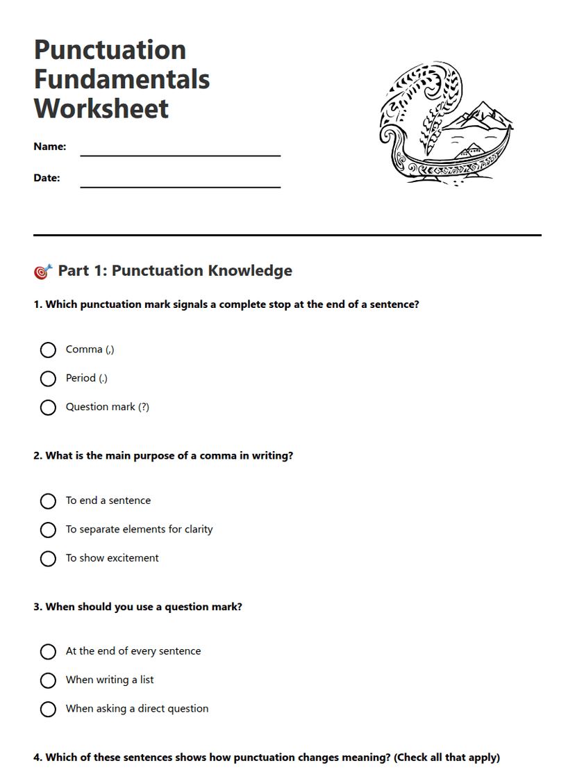 Punctuation Fundamentals Worksheet
