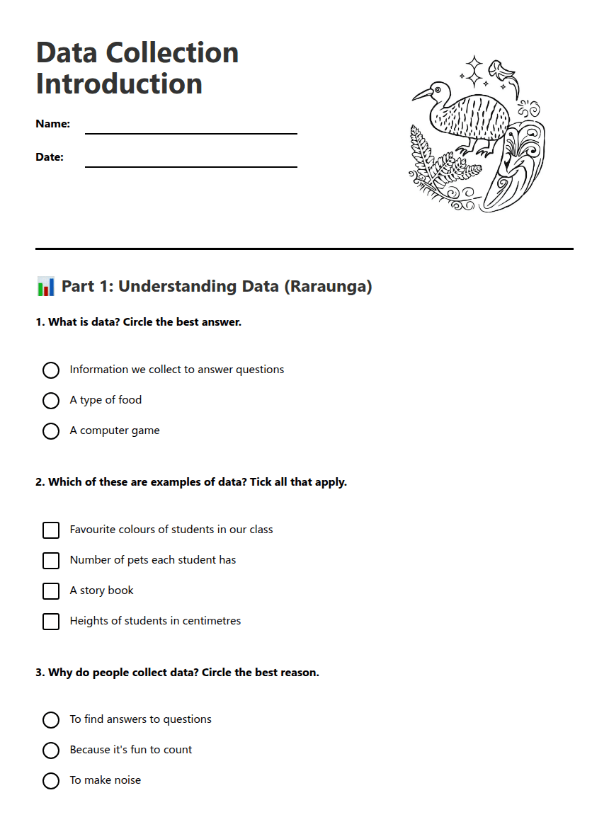 Data Collection Introduction worksheet preview