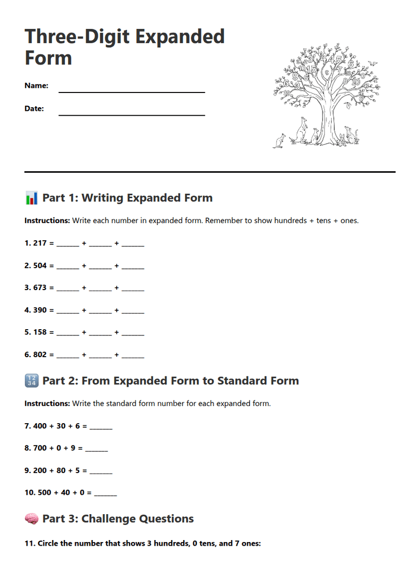 Three-Digit Expanded Form