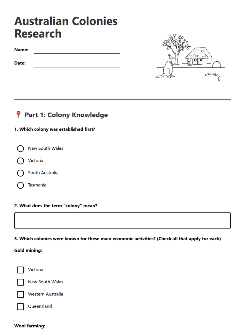 Australian Colonies Research