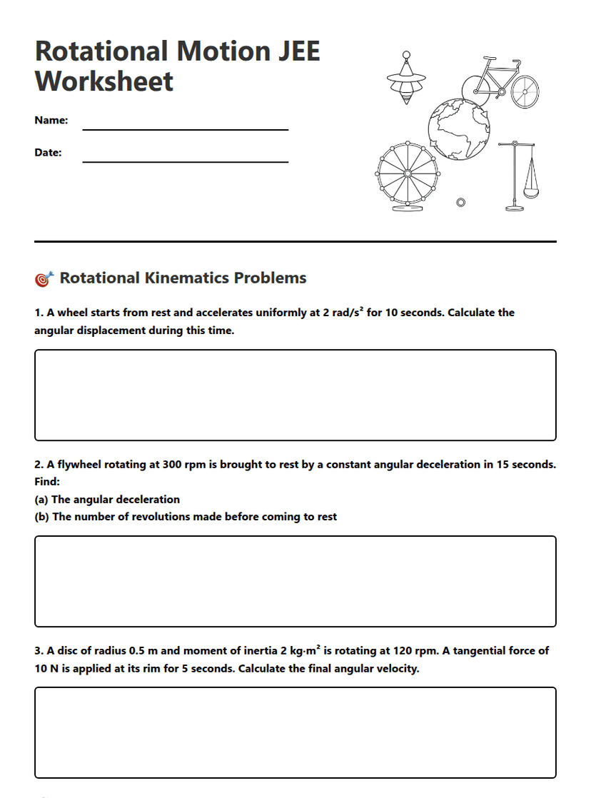 Rotational Motion JEE Worksheet