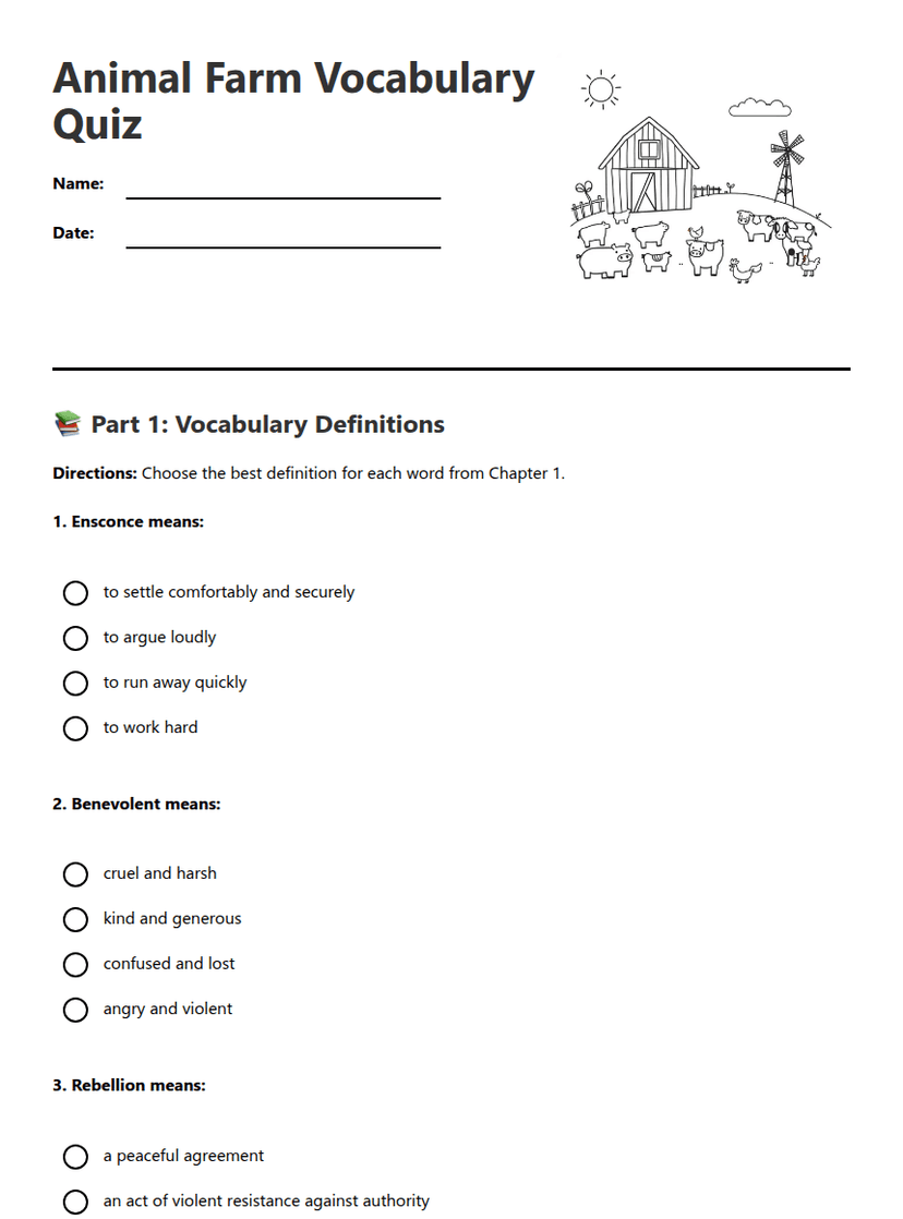 Animal Farm Vocabulary Quiz