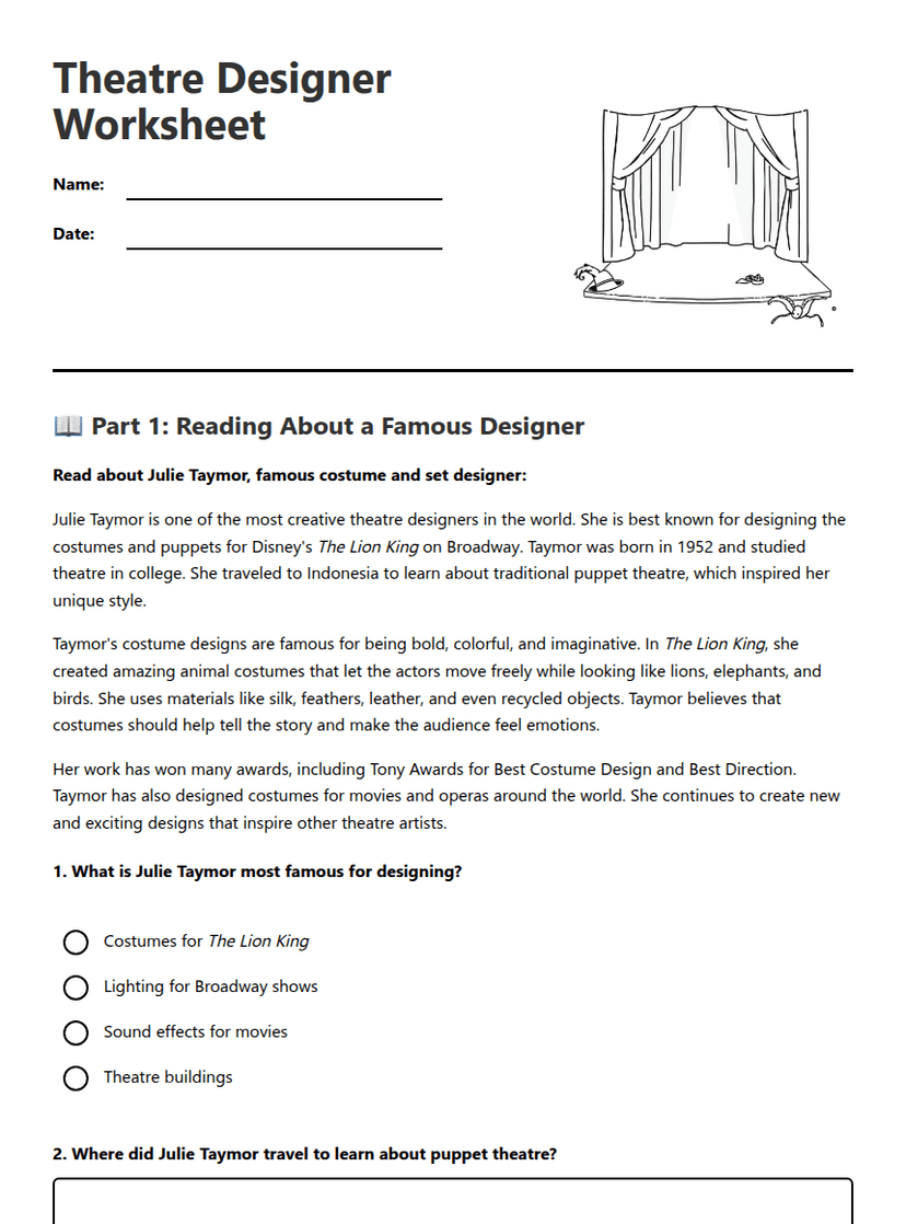 Theatre Designer Worksheet