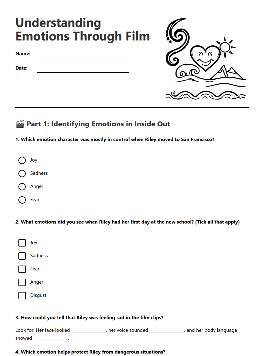 Understanding Emotions Through Film worksheet preview