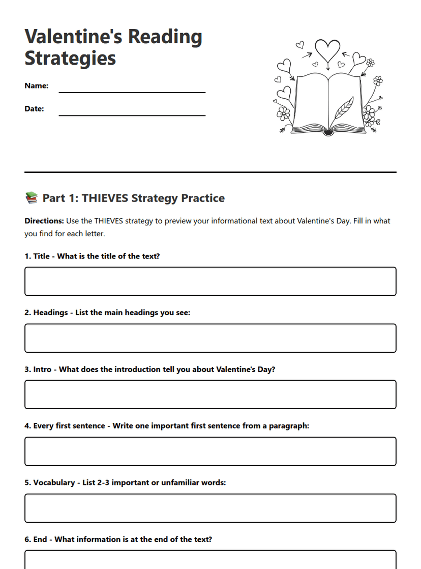 Valentine's Reading Strategies