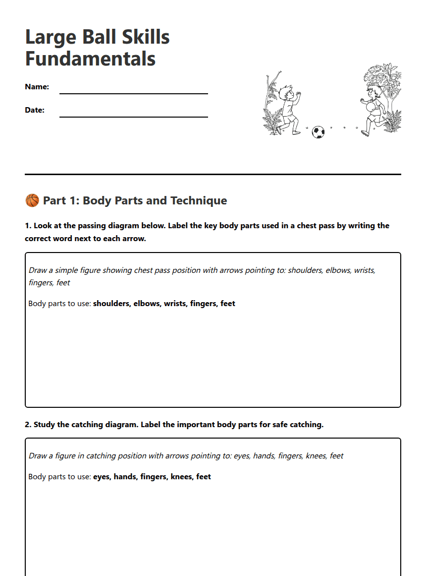 Large Ball Skills Fundamentals worksheet preview