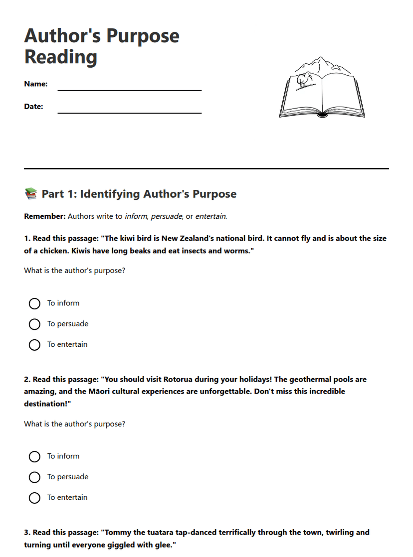 Author's Purpose Reading