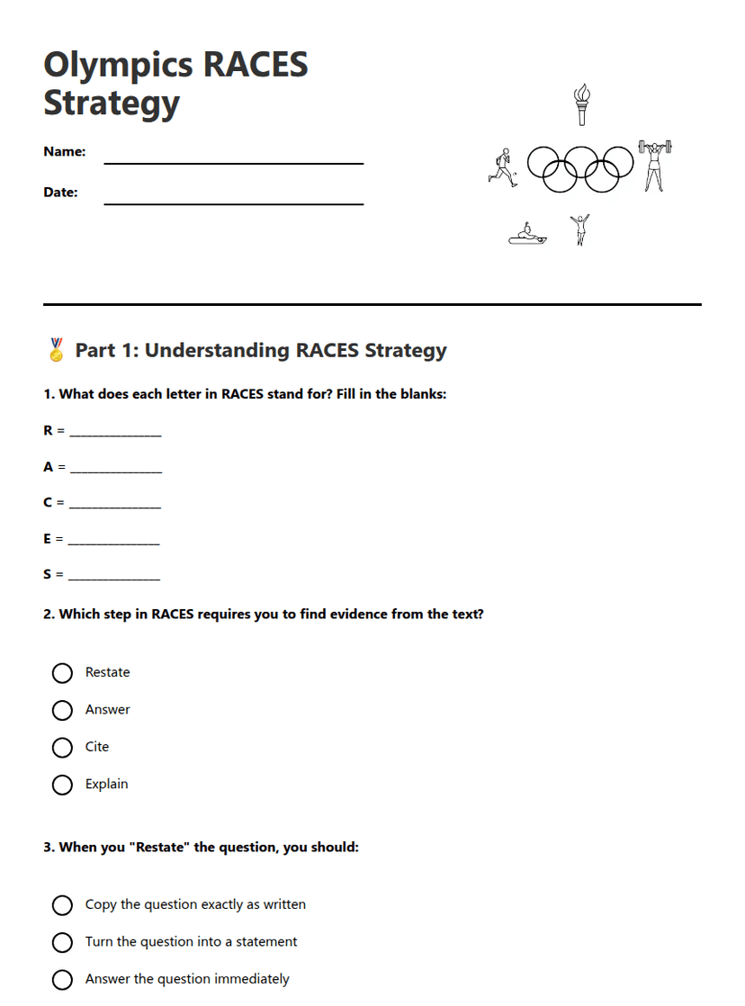 Olympics RACES Strategy