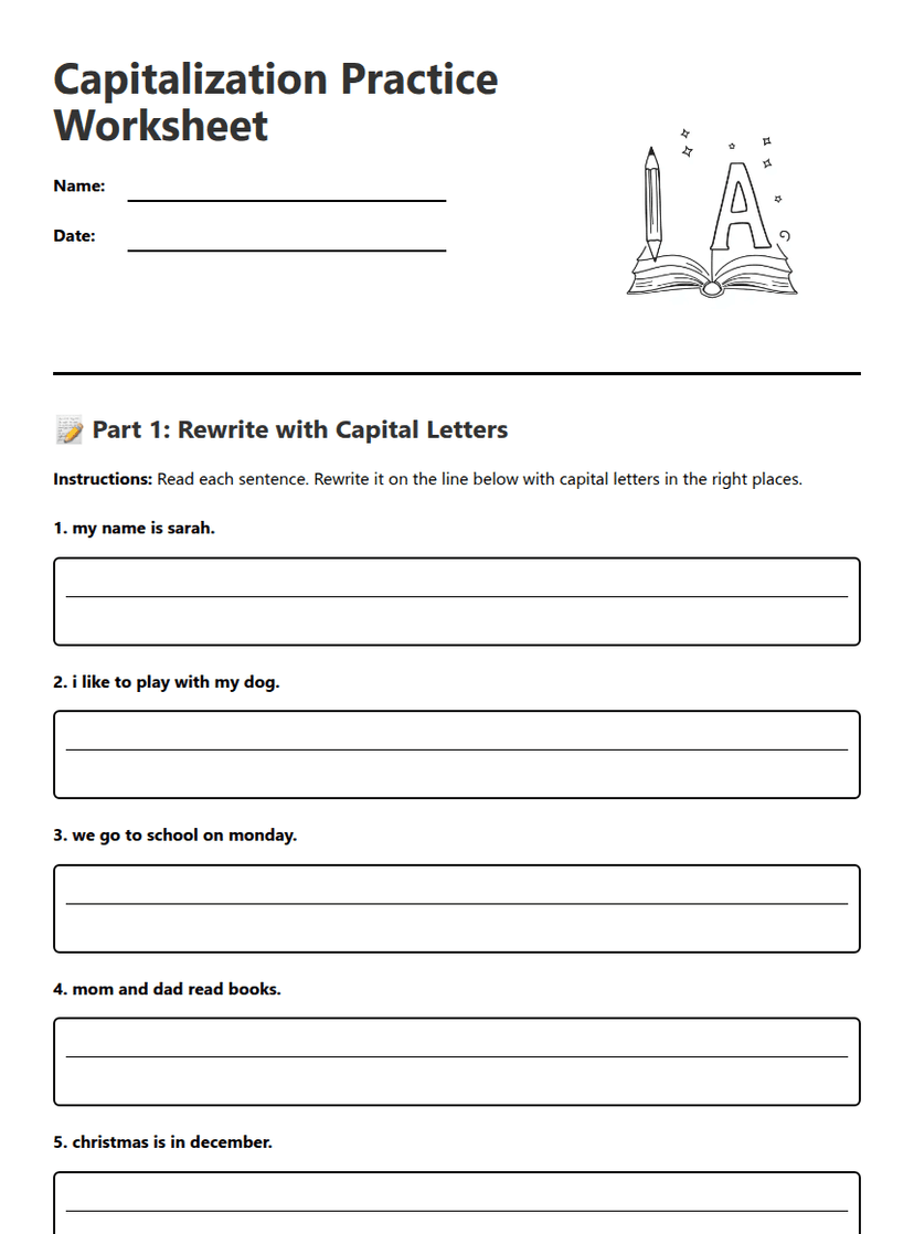 Capitalization Practice Worksheet