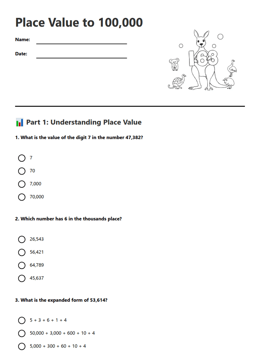 Place Value to 100,000